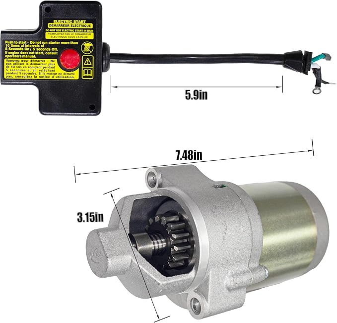 fullas Electrical Starter Motor 110V 14 Teeth for MTD Cub Cadet Craftsman Troy-Bilt Yard Machines 951-11196, 751-11196 Snow Thrower Engine
