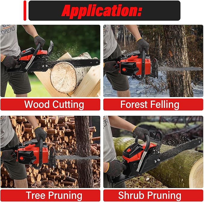 Gas Chainsaw 18 Inch, 58CC 2 Stroke Gas Powered Chainsaw, Single Cylinder Air-cooled Petrol Chain Saws Gas for Cutting Wood Outdoor Garden Farm Home