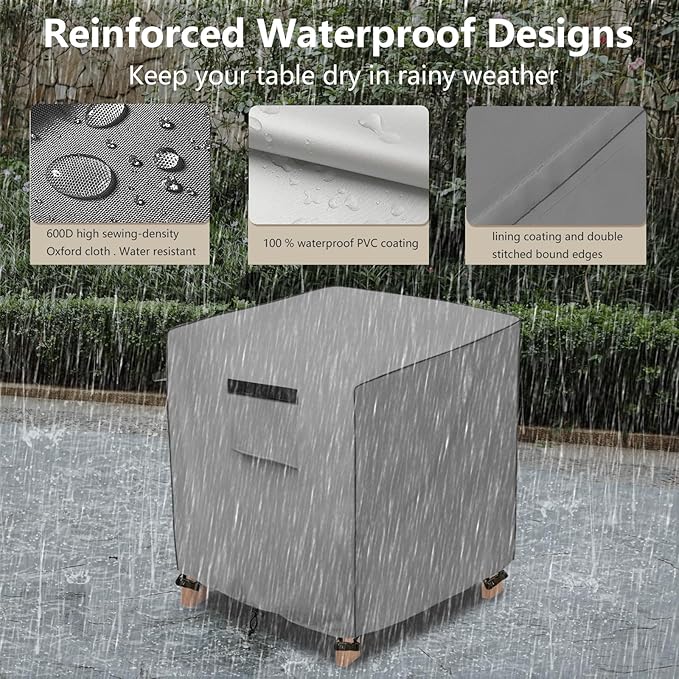 okcool Patio Wicker Side Table Cover,Waterproof Square Patio Small Side Table Cover,Suitable for 3-Piece Outdoor Wicker Patio Bistro Set Side Table,22W x 22D x 18H inch