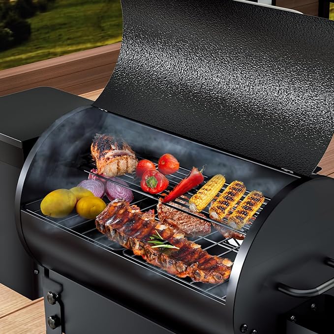 KingChii Portable Electric Wood Pellet Grill & Smoker with Foldable Legs, 456 SQ.IN Grill Capacity, 18LB Hopper, with PID Temperature Control (180-425°F) for Backyard Camping Bake and Roast