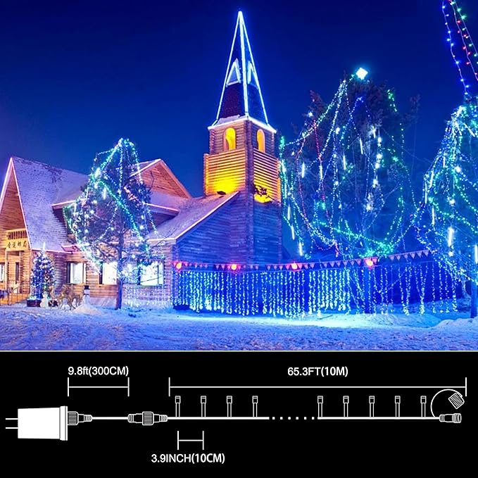 33ft Christmas Decorative Mini Lights, 100 LED Transparent Wire Fairy Starry String Lights Plug in, 11 Lighting Modes, for Indoor Outdoor Xmas Tree Wedding Party Decoration (Blue)