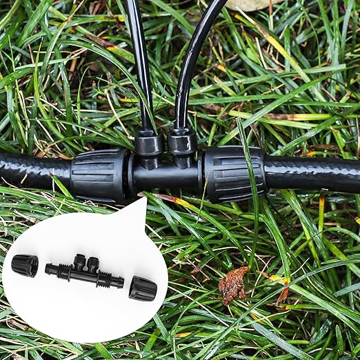 MIXC 1/2 to 1/4 Drip Irrigation Fittings, Anti-Leak 4-Way Barbed Tee Connectors, Push-to-Connect Irrigation Fittings for 1/2" Tubing (1/2" ID x 0.67" OD) 10 Pack