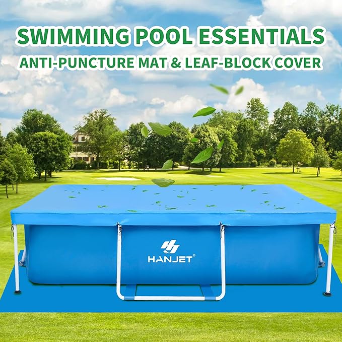 3.6 Foot x 13.8 Inch Kids Swimming Pool Above Ground, Rectangle Eco-Friendly Odorless Backyard Pool, Easy to Clean & Durable Frame for Toddlers