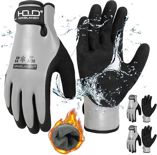 HANDLANDY Waterproof Work Gloves for Cold Weather, Insulated Winter Freezer Work Gloves with Grip for Men & Women