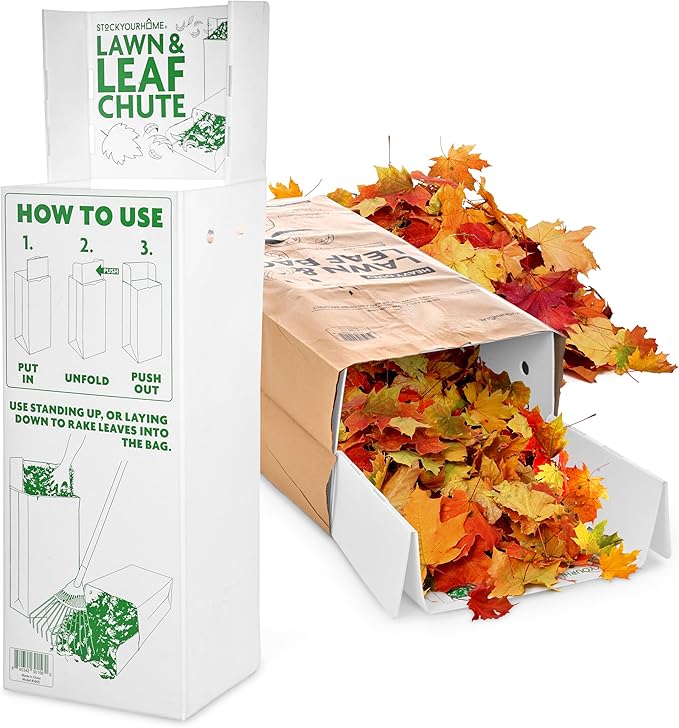Lawn and Leaf Chute, Reusable Lawn Bag Holder for Easy Leaf Collecting, Durable Lawn Bag Funnel for Paper Leaf Bags, Leaf Bag Chute for Sweeping and Collecting Yard Debris, No Bending Required!