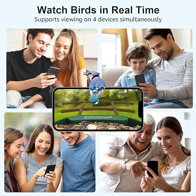 birdsnap® PAV- Smart Bird Feeder with Camera Solar Powered, 64GB Card & 2K HD Record Video Bird Camera Live with 5 DIY Add-ons, AI Identify Auto Capture, Ideal Gift for Birds Lover