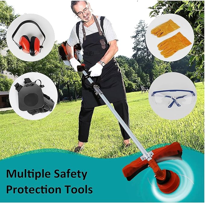 52CC Gas Weed Wacker, 6-in-1 2-Stroke String Trimmer and Brush Cutter, Multifunction Grass Trimmer, Lawn Edger, Hedge Trimmer, Pole Saw for Yard, Lawn, Garden and Landscaping (Gas Powered 52cc Orange)