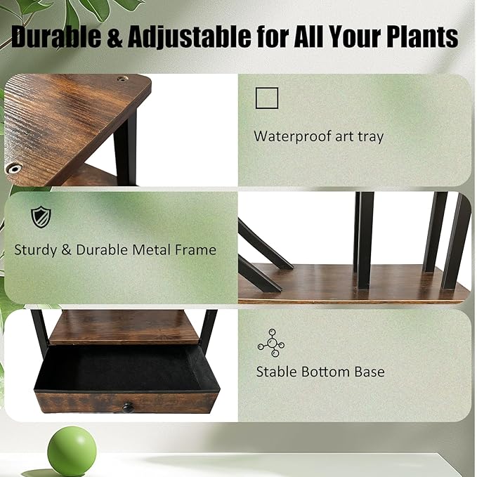 Plant Stand Indoor: 6-Tier Plant Stand Metal Display with Wheels Hanging Planters for Indoor Plants/Books/Fashion Accessories 2pcs