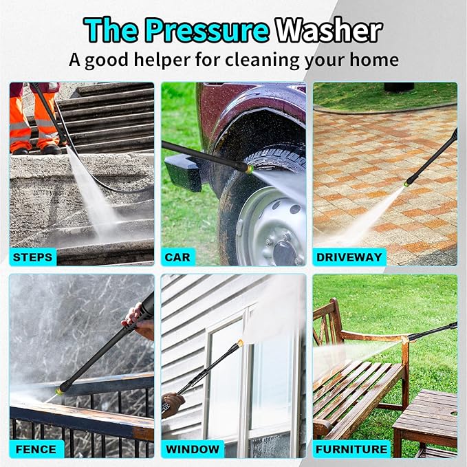 Pressure Washer, Power Washer with 4 Quick Connect Nozzles, 35FT Power Cord, 20FT Hose, Foam Cannon for Cars/Patios/Diverway/Fences