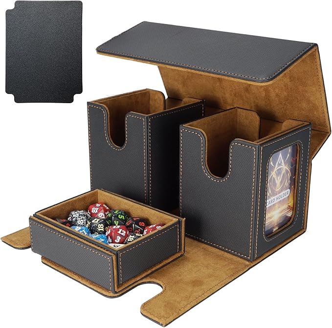 AFIING MTG Commander Card Storage Box - Fits 200 Double Sleeved Cards,3-in-1Card Deck Case,Mtg deck Card Organizer For Commander TCG CCG,4Dividers &2 Toploaders, Whtie/Purple