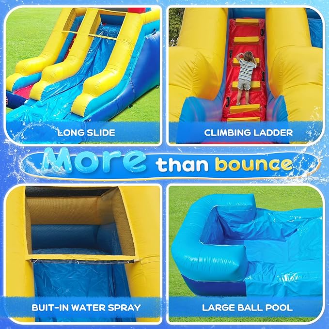 JOYMOR Commercial Grade Inflatable Water Slide with Splash Pool for Kids and Adults, 100% PVC Vinyl Inflatable Water Park for Outdoor Fun Backyard with Air Blower (23 x 9 x 14ft)