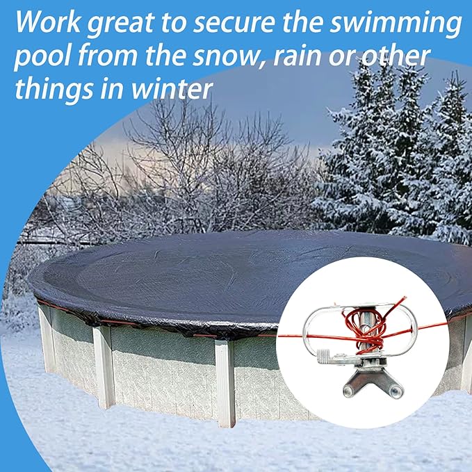 Pool Cover Cable and Winch - 100ft Pool Cover Cable and Aluminum Spring Loaded Ratchet for Securing Above Ground Swimming Pool Winter Covers
