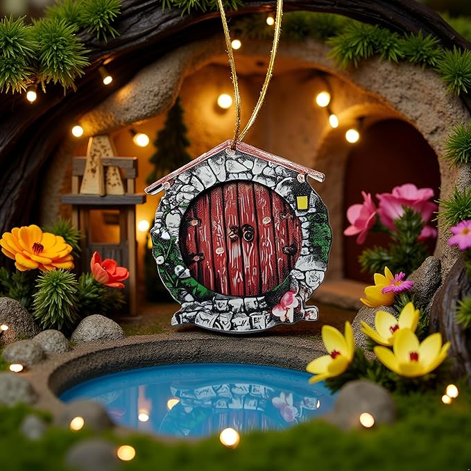 Mini Fairy Garden Door for Tree, Miniature Fairy Door for Fairytale Tiny House Doors, Bonsai Terrarium Micro Landscape Decoration Accessories, Outdoor Statues, Garden Sculptures and Statues (Pendant)