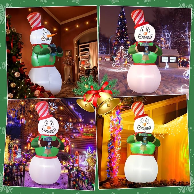 Elegear Christmas Inflatables Outdoor Decorations, 6FT Animated Shivering Snowman Inflatable Built-in LEDs Christmas Blow Up Yard Decorations Lighted Snowman for Xmas Party Indoor Outdoor Decoration