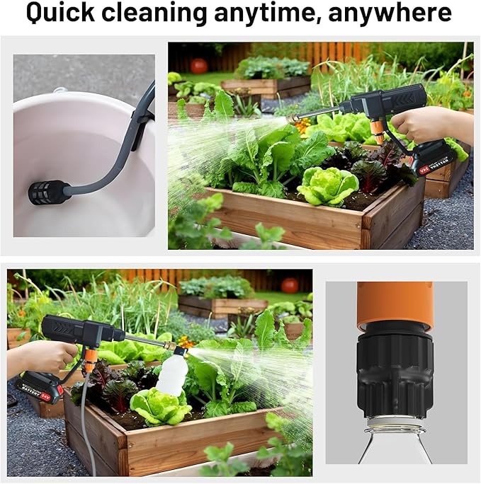 Cordless Pressure Washer, 6-in-1 Nozzle Portable Battery Powered Pressure Washer Handheld with 2 Battery Powered, 18bar Portable High Pressure Cordless Power Washer for Car/Floor/Patio Cleaning(black)