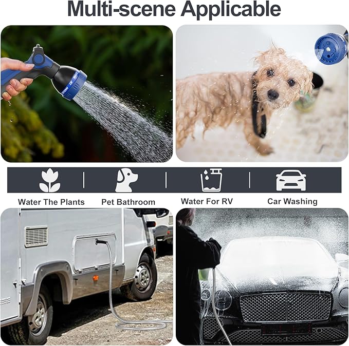 SPECILITE 50ft 304 Stainless Steel Garden Hose Metal, Heavy Duty Water Pipe with Nozzles for Yard, Outdoor - Flexible, Never Kink & Tangle, Puncture Resistant (Sliver)