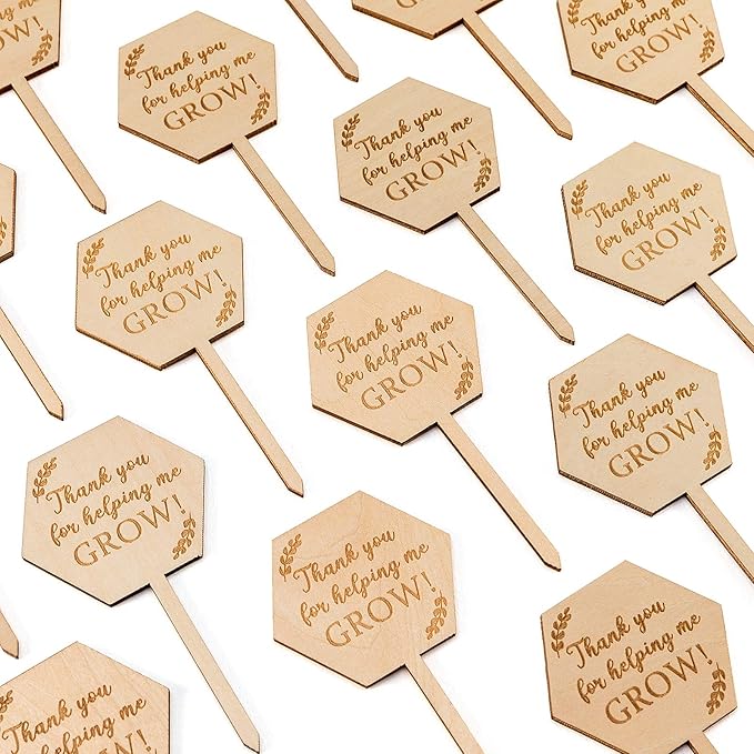 Thank You for Helping Me Grow Succulent Tags Teacher Appreciation Gifts, PARBEE 20PCS Hexagon Plant Stakes Labels Gift for Mother's Day Christmas Thanksgiving Baby Shower