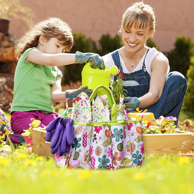 JUMPHIGH Gardening Tool Set, 10 PCS Heavy Duty Aluminum Garden Kit Floral Gardening Gifts for Women, Garden Hand Tools with Non-Slip Rubber Handle, Kneeling Pad, Garden Gloves and Storage Tote Bag