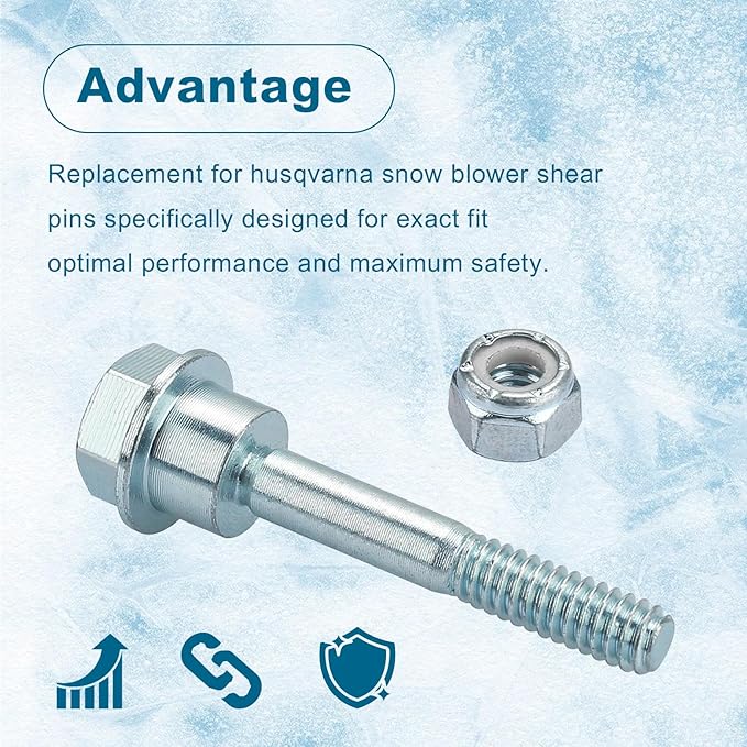 Snow Blower Shear Pins Replacement for Husqvarna 580790401 Shear Bolts & Nuts Kit Fit for Husqvarna Craftsman Poulan 2 Stage Snow Blowers - 6 Packs