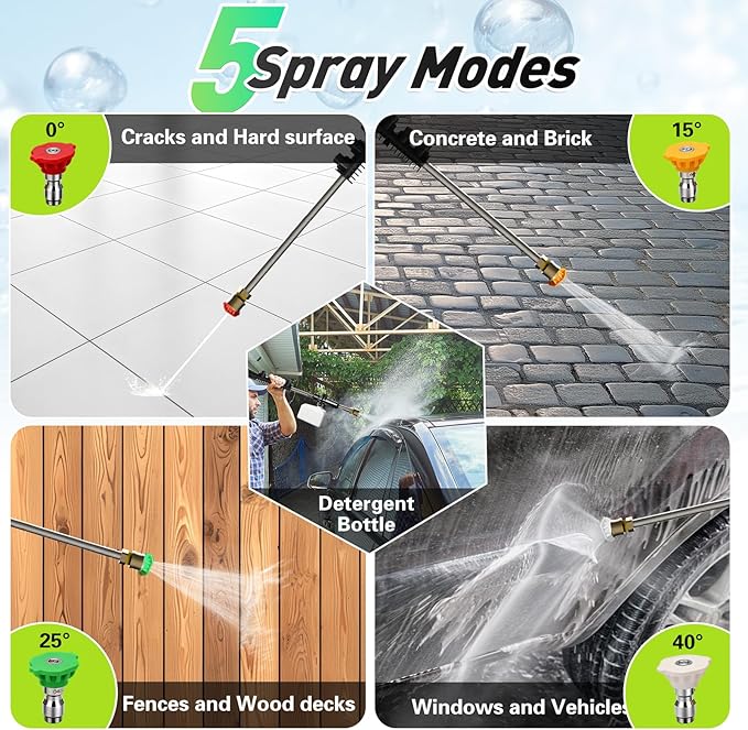 Pressure Washer, 5000PSI Power Washer with 4 Quick Connect Nozzles & Foam Cannon & 52 FT Hose Reel, Portable High Pressure Washer Cleaning Machine for Cars Fences Patios