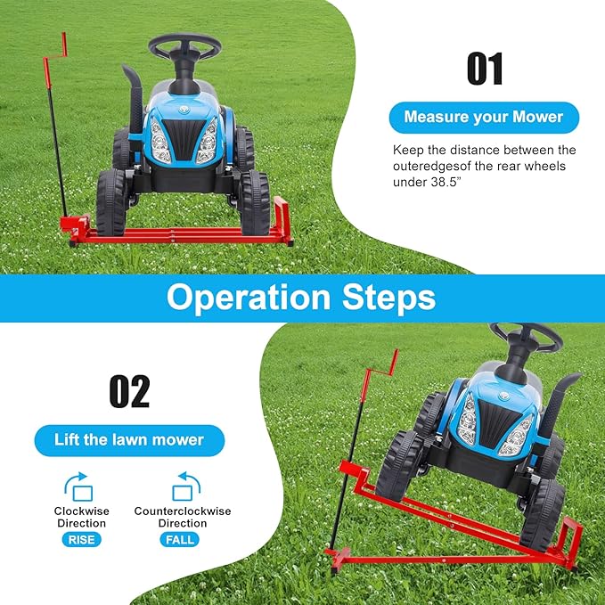Lawn Mower Lift Jack, Lifting Platform 882 Lbs Capacity Telescopic Maintenance Jack with Manual Handle and Power Tool Extension Handle, Ride on Lawn Mower for Garden Tractors & Riding Lawn Mower