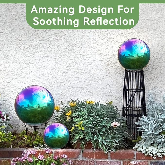 Lily's Home Gazing Globe Mirror Ball in Rainbow Stainless Steel - 10 Inch