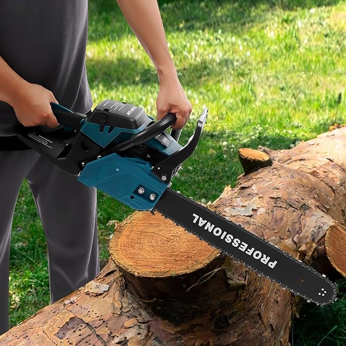 58cc Gas Chainsaw 20 Inch Gas Powered Chainsaws 2 Stroke Handed Petrol Gasoline Chain Saw Cordless Petrol Gas Chain Saws for Cutting Wood Outdoor Garden Farm Home