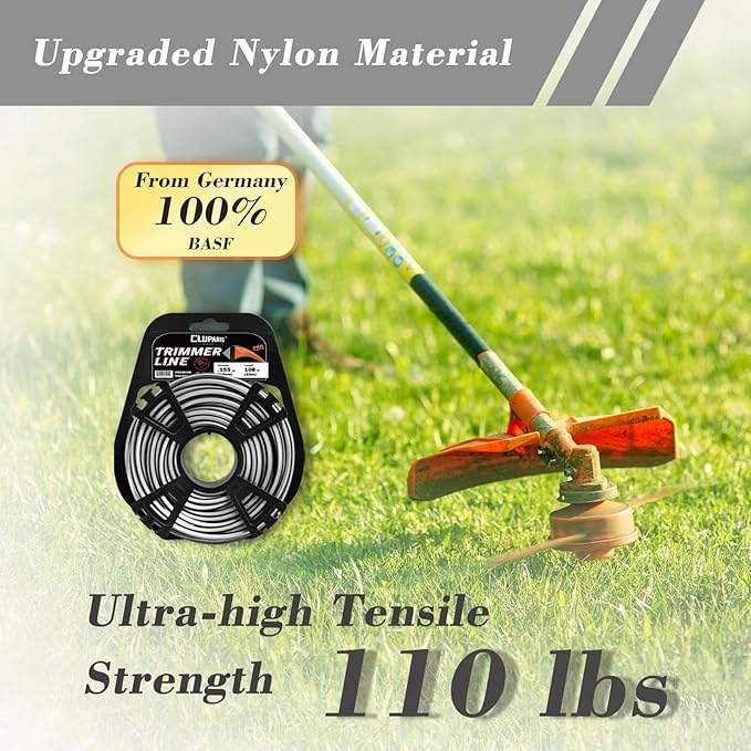 Cluparis 108-Feet Super Heavy Duty Trimmer Line .155-Inch-by-1-Pound Square Pro Trimmer Line Bulk 3-Component Tri-Extrusion Weed Eater String with Super Line Cutter