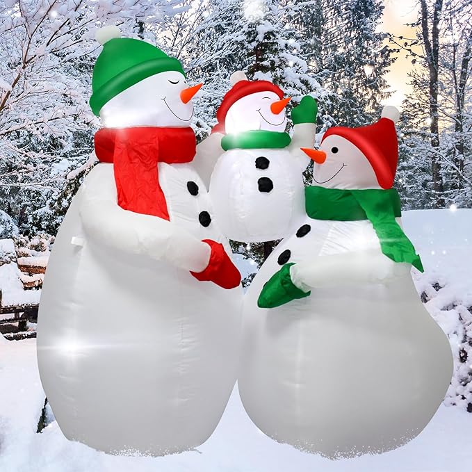 5 Feet Tall Inflatable Christmas Snowman Family Set Outdoor Holiday Decoration with LED Lights Perfect for Lawn Garden Entrance Christmas Party Joyful Atmosphere Family