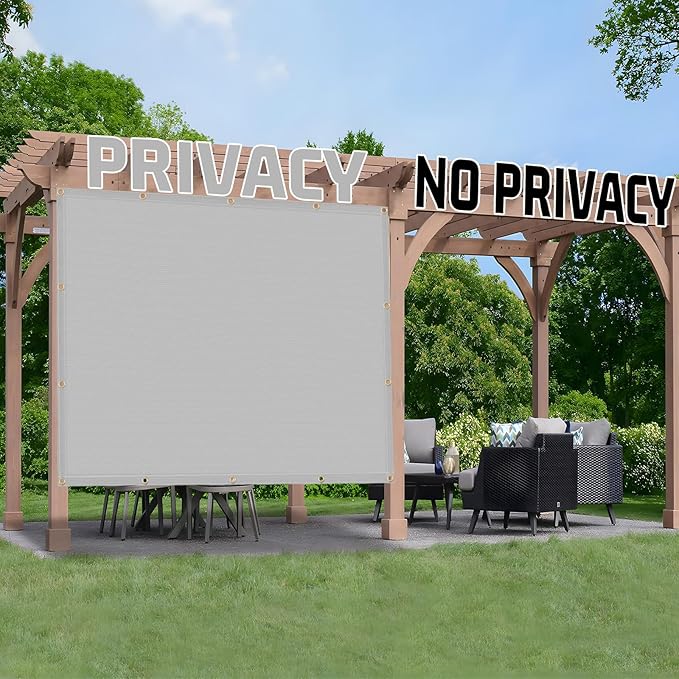 SUNNY GUARD Shade Cloth Custom Size 4x10 FT Sun Shade Screen Fabric Shade Cover Tarp with Grommets for Pergola Backyard Garden, Light Grey(We Customized)