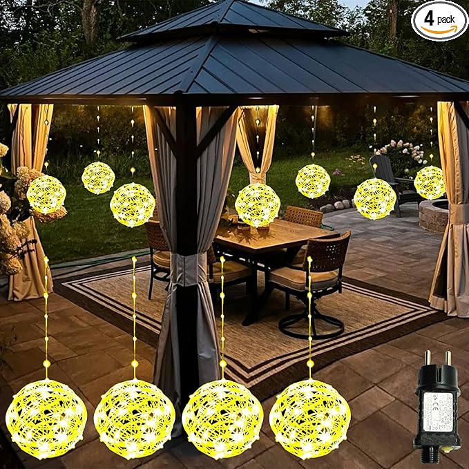4 Pack 160Led Christmas Ball Lights for Tree Outdoor, 8 Modes 7.87in Globe String Lights Waterproof, Sphere Fairy Outside for Window House Garden Yard Porch Indoor Decorations, Warm White