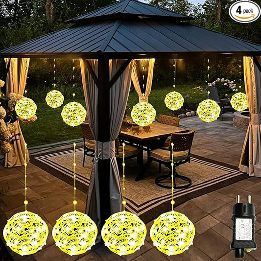 4 Pack 160Led Christmas Ball Lights for Tree Outdoor, 8 Modes 7.87in Globe String Lights Waterproof, Sphere Fairy Outside for Window House Garden Yard Porch Indoor Decorations, Warm White