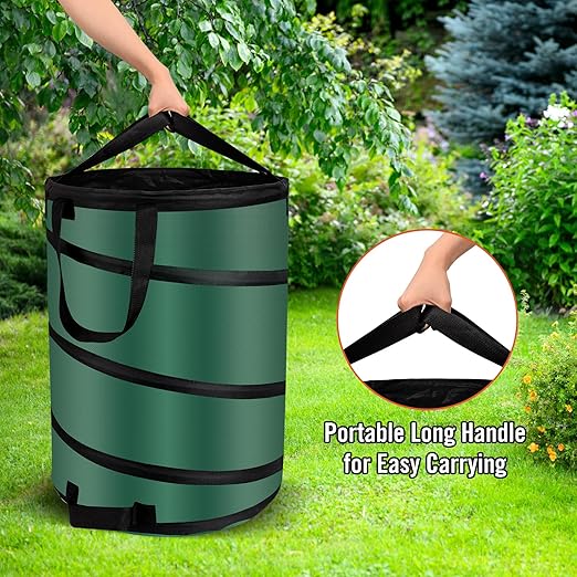 Pop Up Trash Can and Recycling Bins, 14x16 in, Collapsible Camping, Outdoor, 600D Waterproof Oxford Cloth Reusable Yard Waste Bags (2Pcs-10 Gallons)