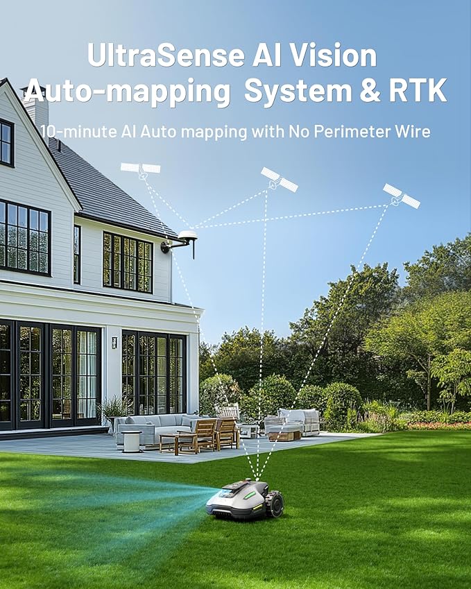 Mammotion YUKA Mini 700 Robot Lawn Mower for 0.17 Acre, Max.0.35 Acre, UltrasenseAI Vision+ RTK, Auto Mapping, 45% Slope,Perimeter Wire Free, Cutting Height 0.8''~2.4'', 7 Mowing Zones Management