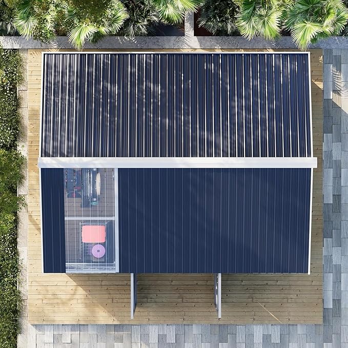 10x12 FT Metal Outdoor Storage Shed with Base Frame, Reinforced Frame Heavy Duty Large Waterproof Garden Tool Sheds with Unique Skylight Windows Air Vent for Patio Yard，Dark Grey