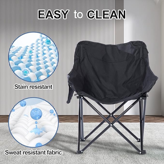 Oversized Portable Sauna Chair, Fast Folding Chair with Carrying Bag for Personal Home Sauna (Black)