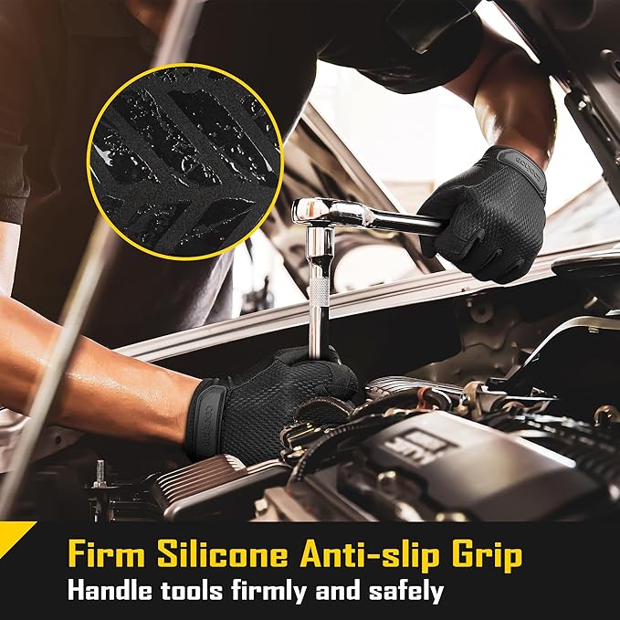 COOLJOB Touchscreen Utility Mechanic Safety Work Gloves For Men with Grip, Breathable, Ultra-Soft, Lightweight，S-XL