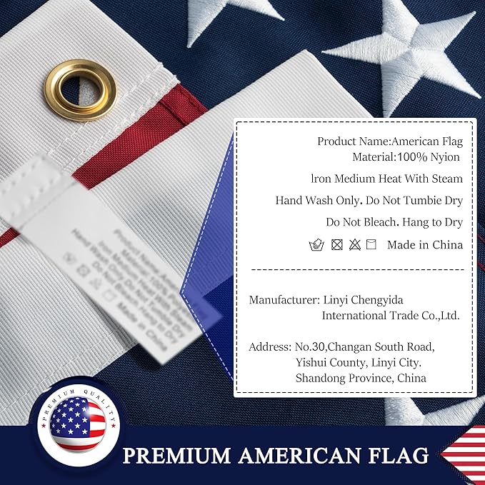 American Flag 6x10 ft: Long Lasting US Flag, Heavy Duty Nylon, Embroidered Stars, Sewn Stripes, Brass Grommets, UV Protection Perfect for Outdoors! USA Flag