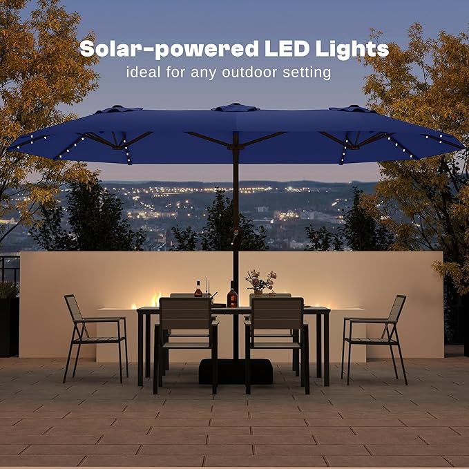 13FT Double Sided Patio Umbrella with LED Lighted