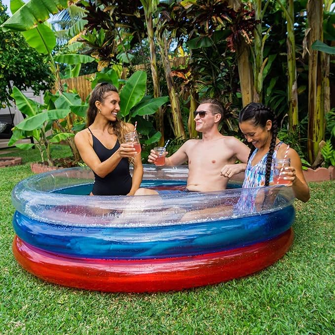 Poolcandy Inflatable Sunning Pools for up to 3 Adults (Stars & Stripes USA Flag with Glitter Inflatable Sunning Pool)