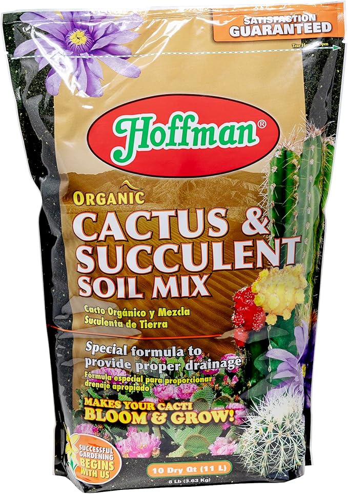 Hoffman Organic Cactus and Succulent Soil Mix to Provide Proper Drainage and Improve Growth in Cacti, 10qts, 5 Pack