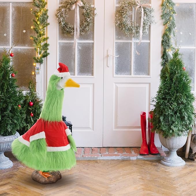 Cozypower Christmas Porch Goose Outfits Clothes for Plastic 23'' Cement Goose Duck Lawn Yard Decorations(Novelty Style)