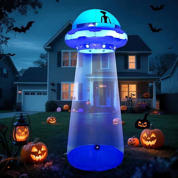 Joiedomi 12 FT Tall Halloween UFO Alien Inflatable Outdoor Decoration, Halloween Blow Ups UFO for Yard Decor with LEDs for Lawn Garden Outside Decoration