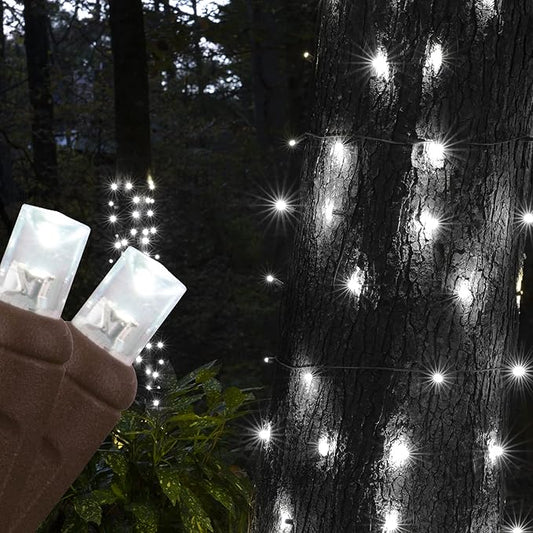 70 Cool White StretchNet Pro Expandable Christmas Net Lights for Large Trees, LED Tree Wrap Lights - 30" x 45" Stretchable Net - Brown Wire Trunk Wrap Lights