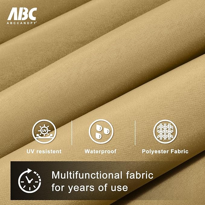 ABCCANOPY 10FT Cantilever Umbrella Offset Hanging Patio Umbrella with Base Stand Rotate and Tilt，Suitable for Garden, Lawn, Backyard(Khaki)