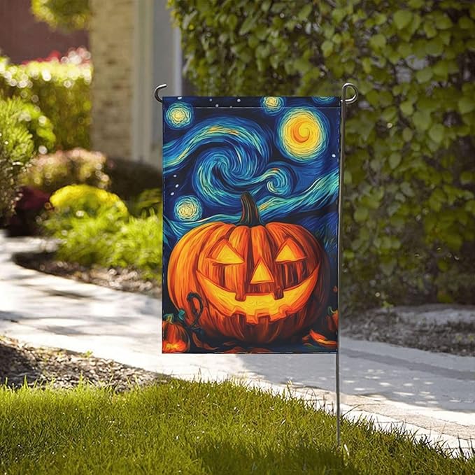 Halloween Pumpkin Garden Flag Vertical Double Sided Outdoor Yard Flags 12.5x18 Inch Burlap Banners for House Lawn