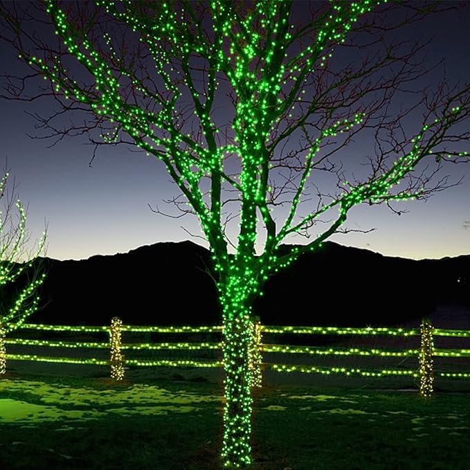 300 LED St Patricks Day Lights, 98.5FT Christmas String Lights with 8 Lighting Modes, Waterproof & Connectable Mini Lights, Plug in for Indoor Outdoor Holiday Xmas Party Bedroom Decorations (Green)