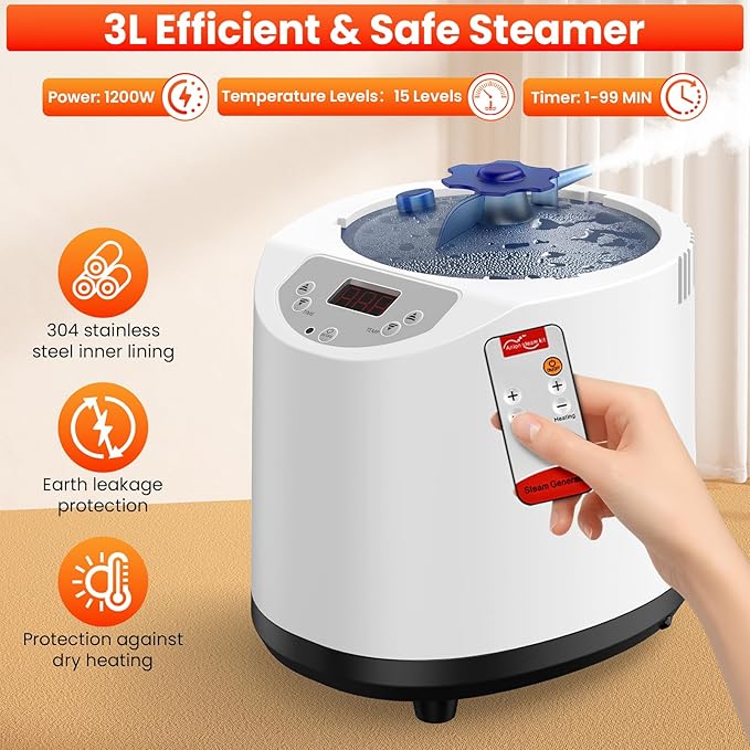 Portable Infrared Sauna Box for Home, Full Body Steam Sauna Tent with 660nm & 850nm Red Light Therapy Lamp, 3L 1200W Fast-Heating Steamer, Adjustable Temp & Remote Control for Relaxation, Detox