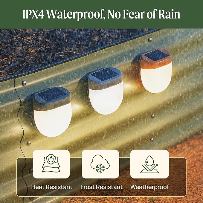 Vego garden Rippled Solar Garden Lights with Auto Sensors Magnetize Securely to Raised Beds, IPX4 Waterproof Outdoor LED Light for Patio & Yard Terra Cotta, 6 Pack