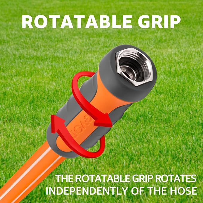 Fevone Garden Hose 12 ft., Lightweight Hybrid Water Hose, Flexible and Durable, Leak-Free Connections
